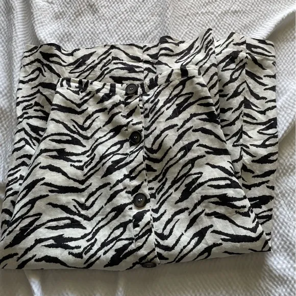 Reformation Linen zebra print Midi A-Line Skirt