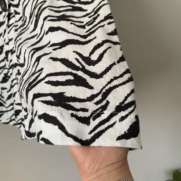 Reformation Linen zebra print Midi A-Line Skirt