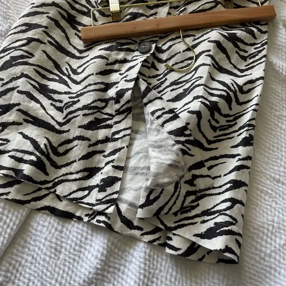 Reformation Linen zebra print Midi A-Line Skirt