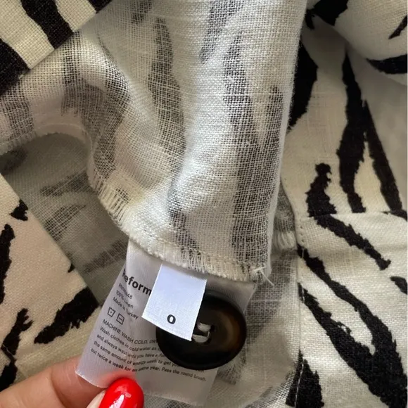 Reformation Linen zebra print Midi A-Line Skirt