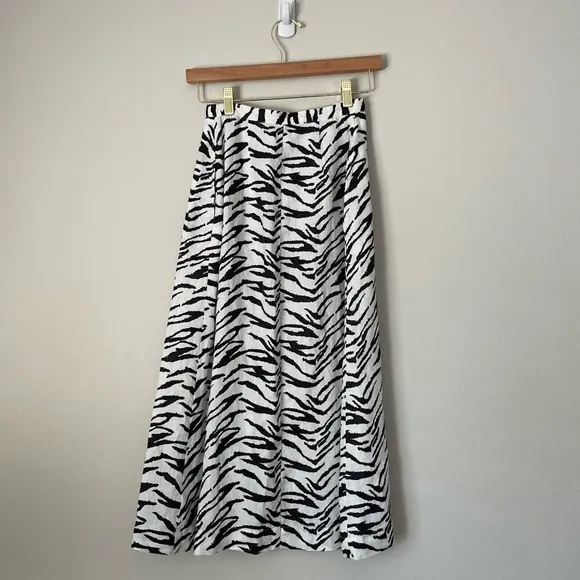 Reformation Linen zebra print Midi A-Line Skirt