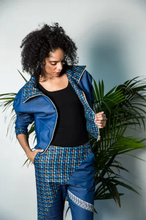 Reversible denim-linen jacket