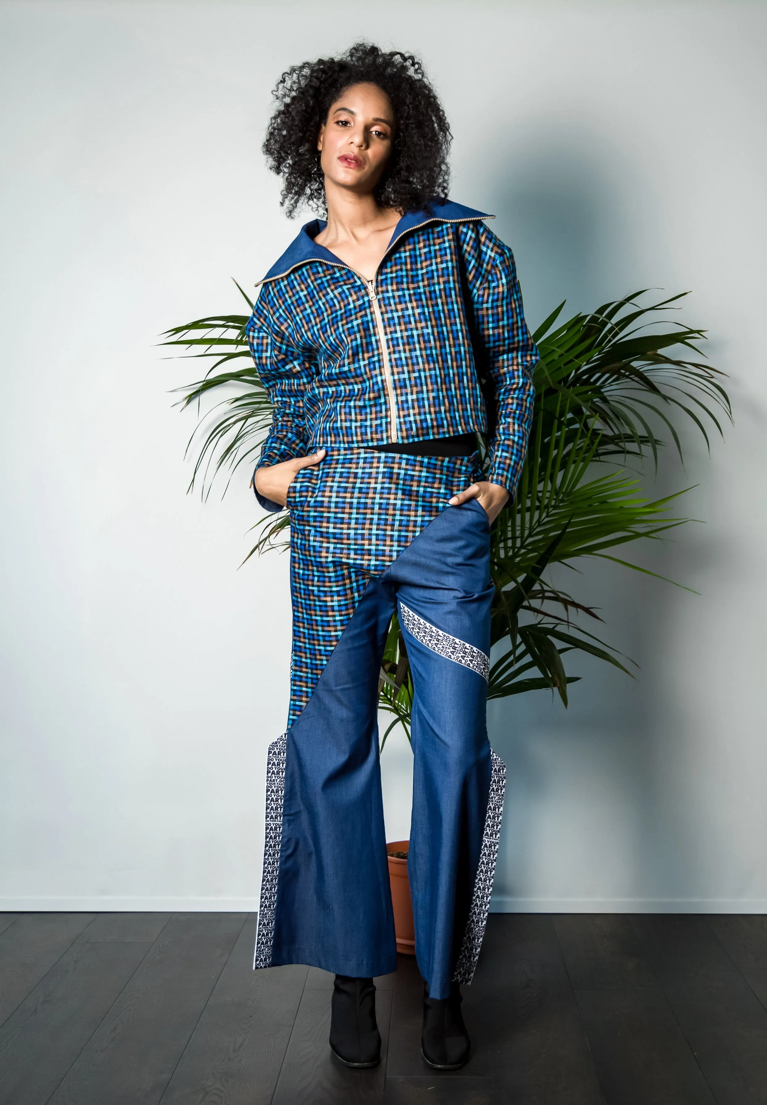Reversible denim-linen jacket
