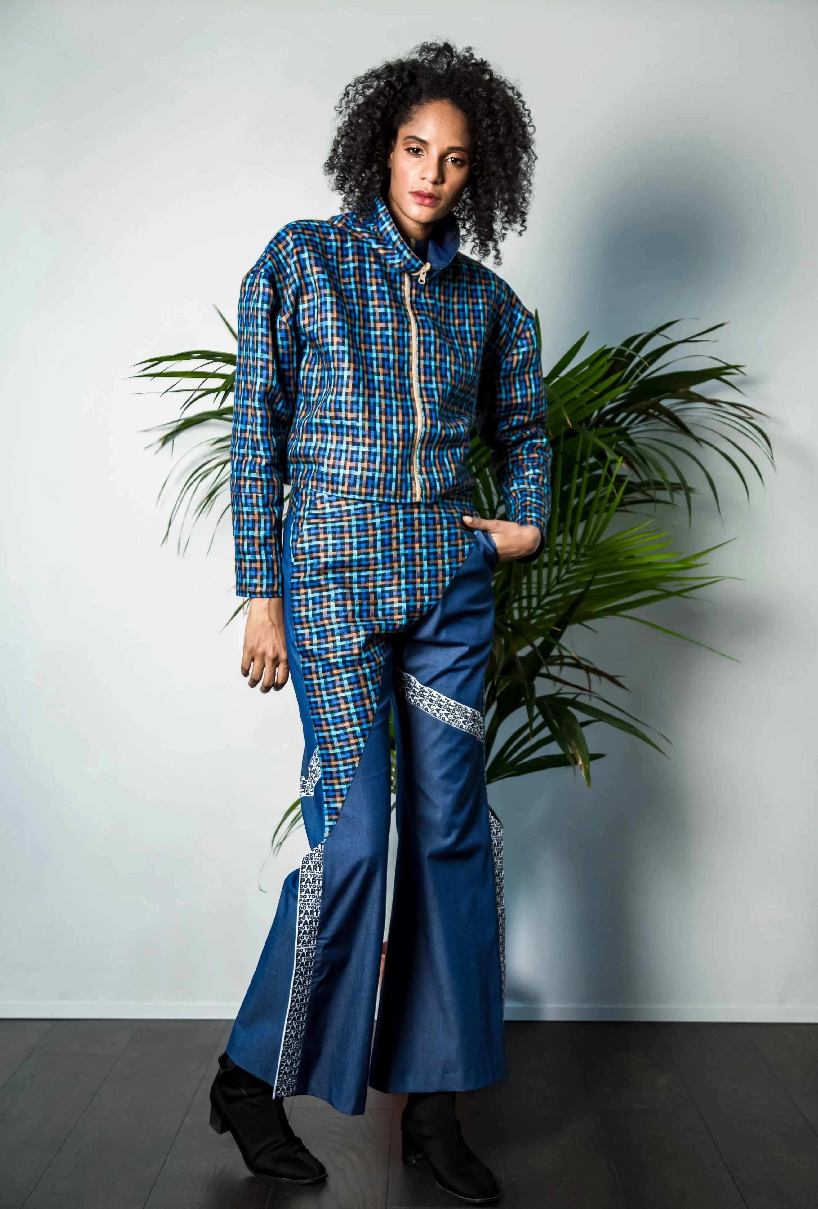 Reversible denim-linen jacket