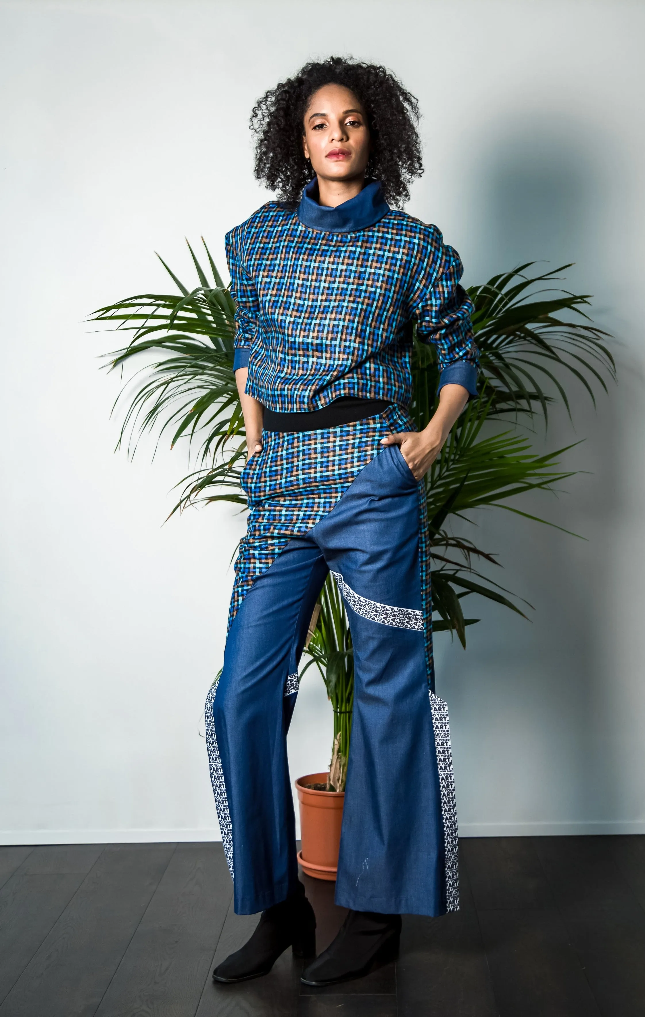 Reversible denim-linen jacket
