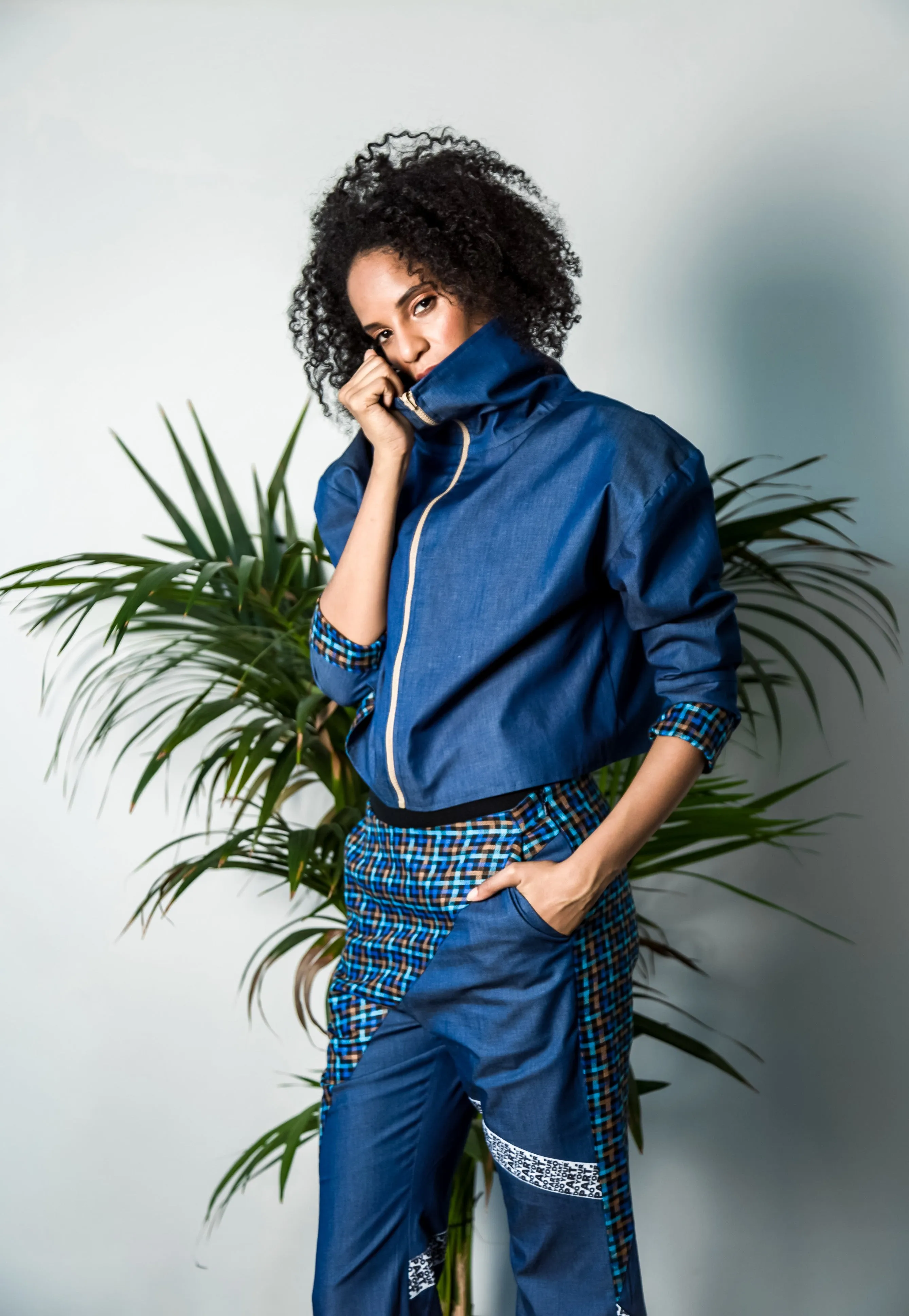 Reversible denim-linen jacket