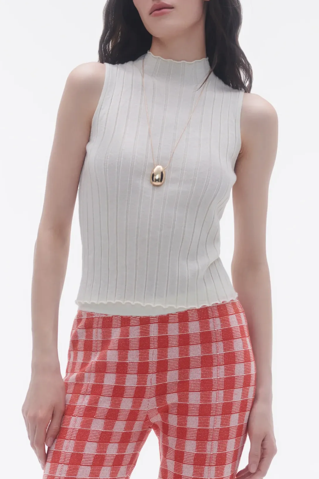 Rib Mockneck Shell | Cream