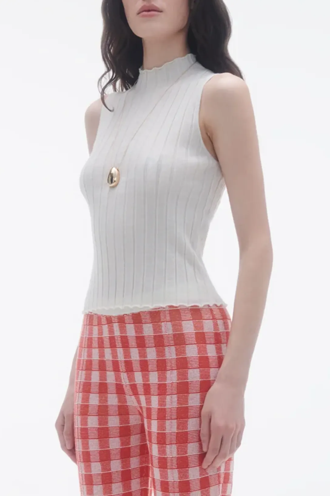 Rib Mockneck Shell | Cream