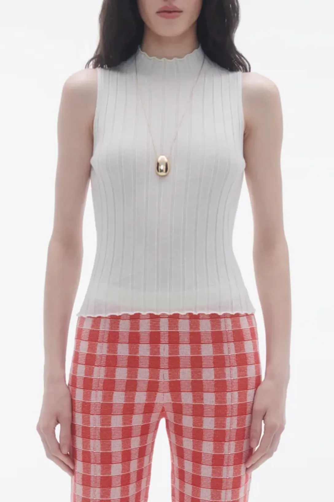 Rib Mockneck Shell | Cream