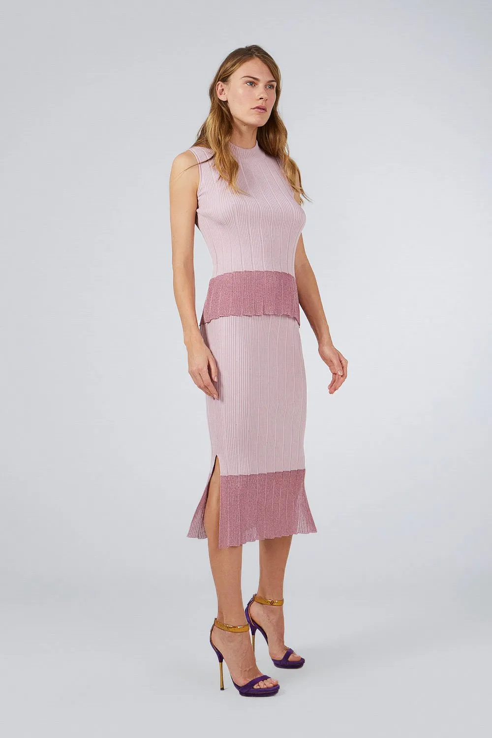 RIBBED TOP WITH GLITTERED BOTTOM PINK