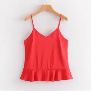 Ruffled V-Neck Crop Top