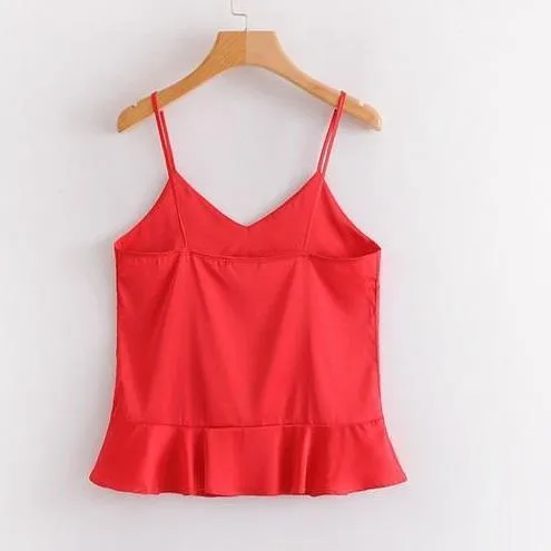 Ruffled V-Neck Crop Top