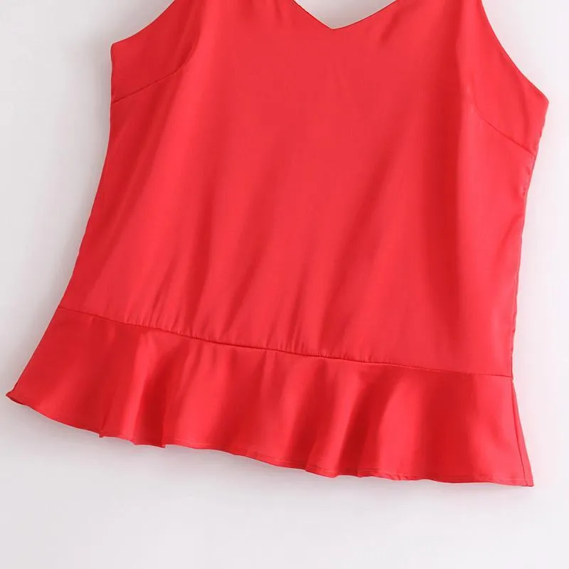 Ruffled V-Neck Crop Top