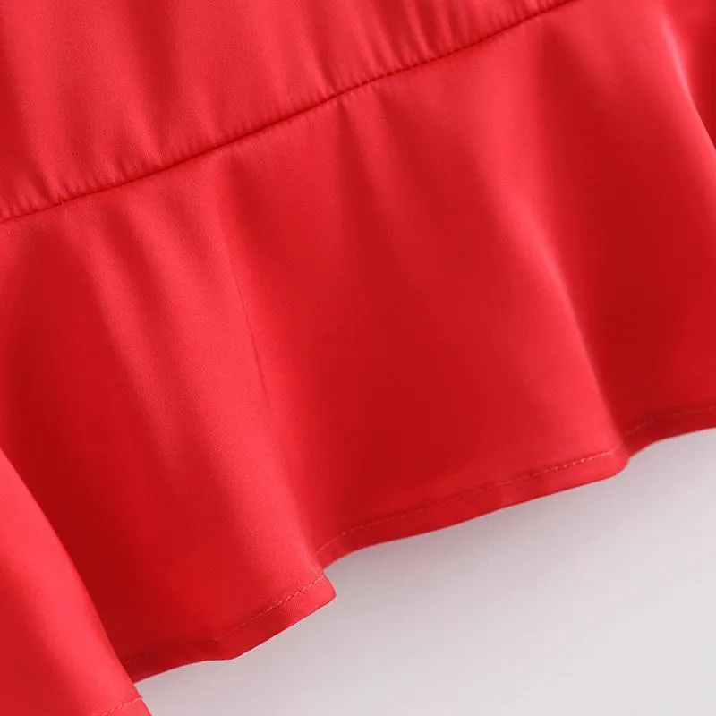 Ruffled V-Neck Crop Top
