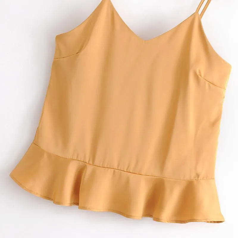 Ruffled V-Neck Crop Top