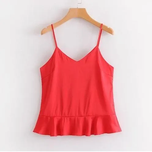 Ruffled V-Neck Crop Top