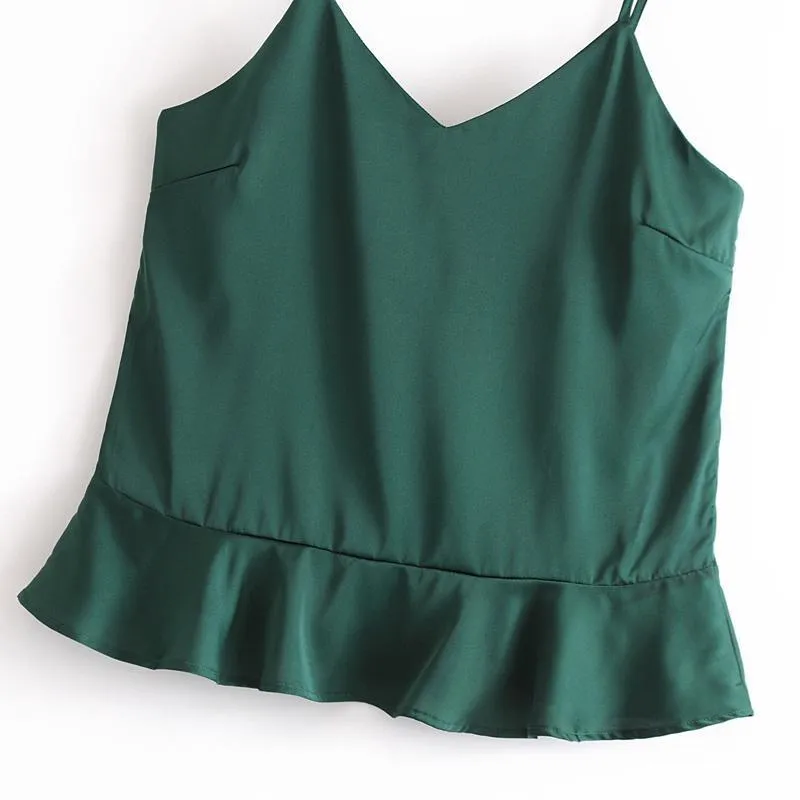 Ruffled V-Neck Crop Top