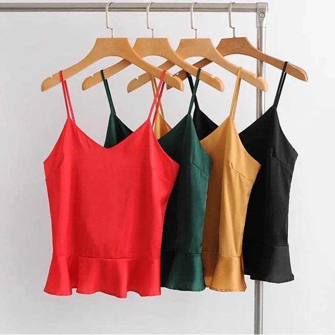 Ruffled V-Neck Crop Top