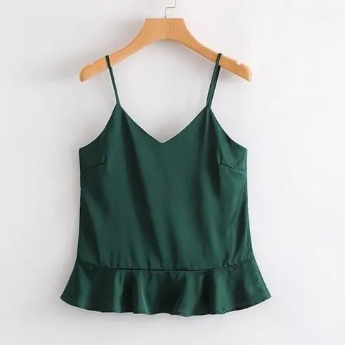 Ruffled V-Neck Crop Top