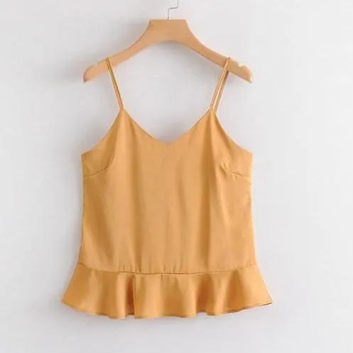 Ruffled V-Neck Crop Top