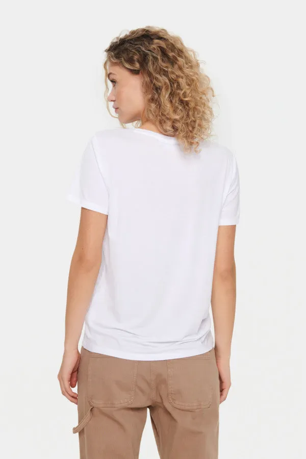 Saint Tropez Adelia V-Neck T-Shirt in White