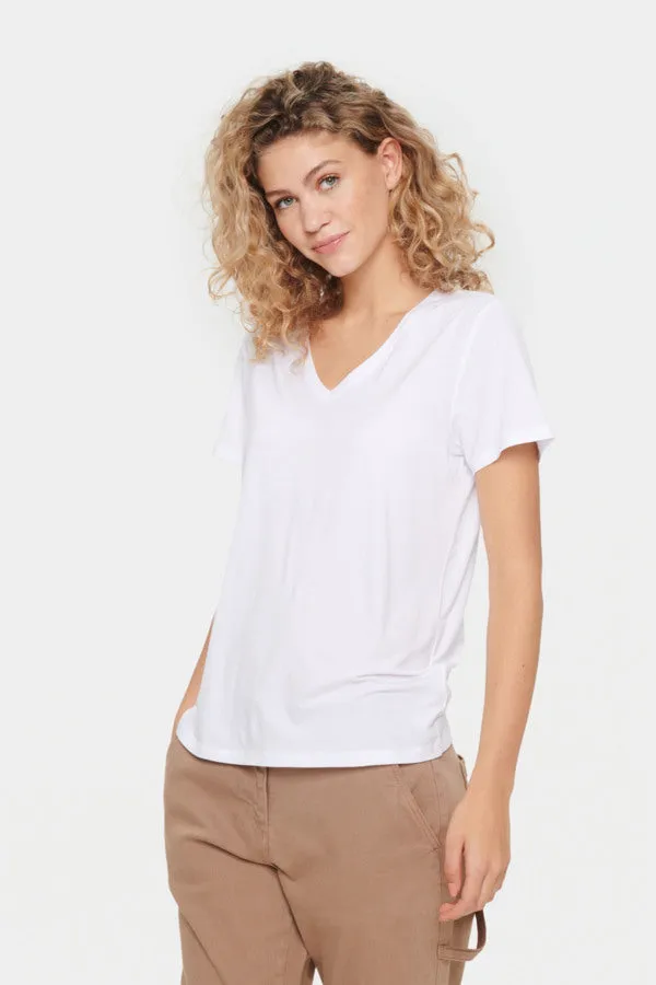 Saint Tropez Adelia V-Neck T-Shirt in White