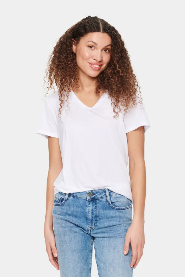 Saint Tropez Adelia V-Neck T-Shirt in White