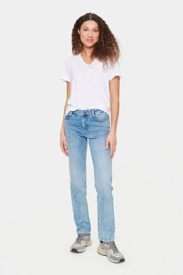 Saint Tropez Adelia V-Neck T-Shirt in White