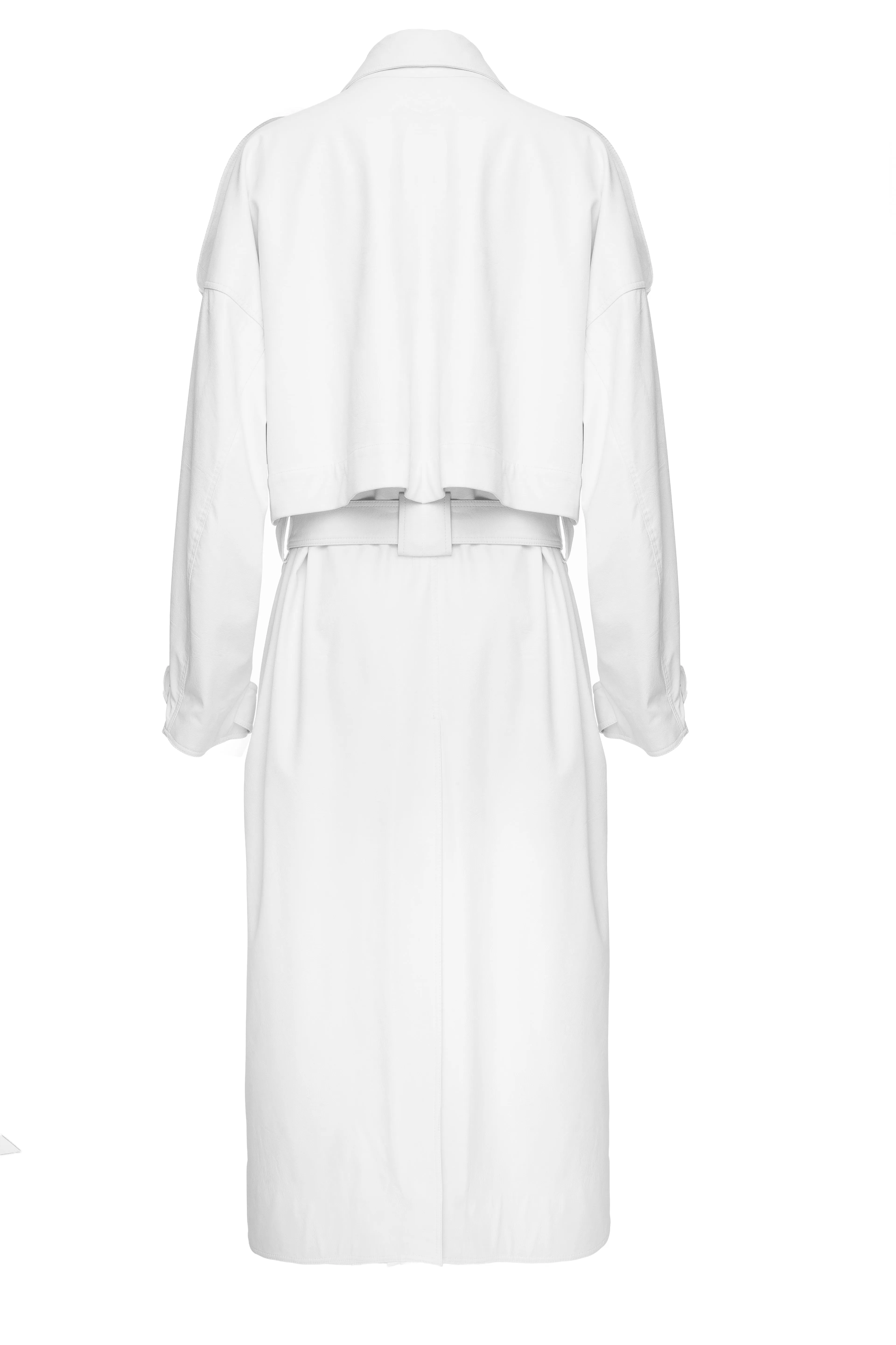 SITUATIONIST White Trench Coat in Natural Leather
