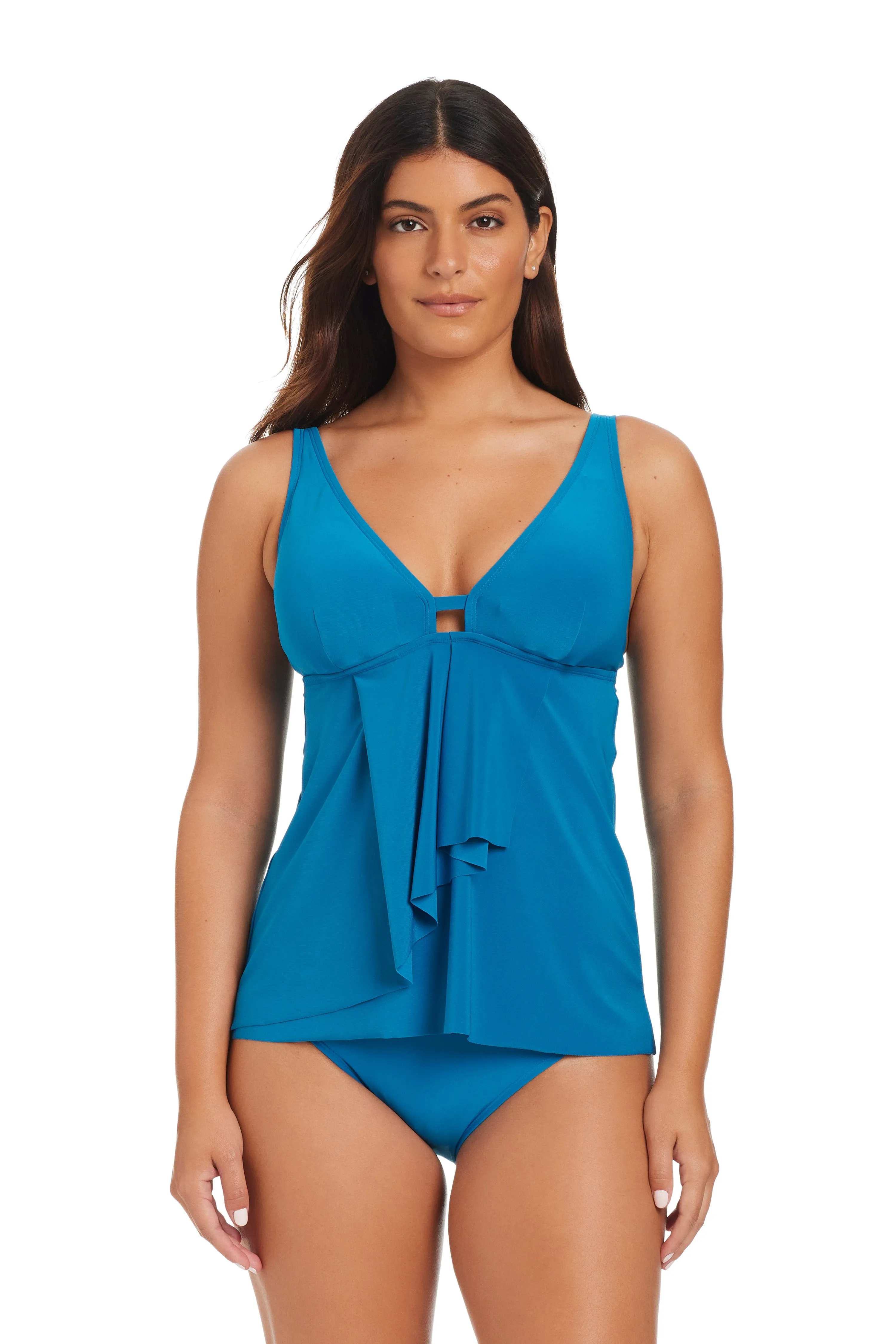 Solid Essentials V Neck Tankini Top