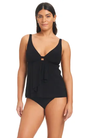 Solid Essentials V Neck Tankini Top