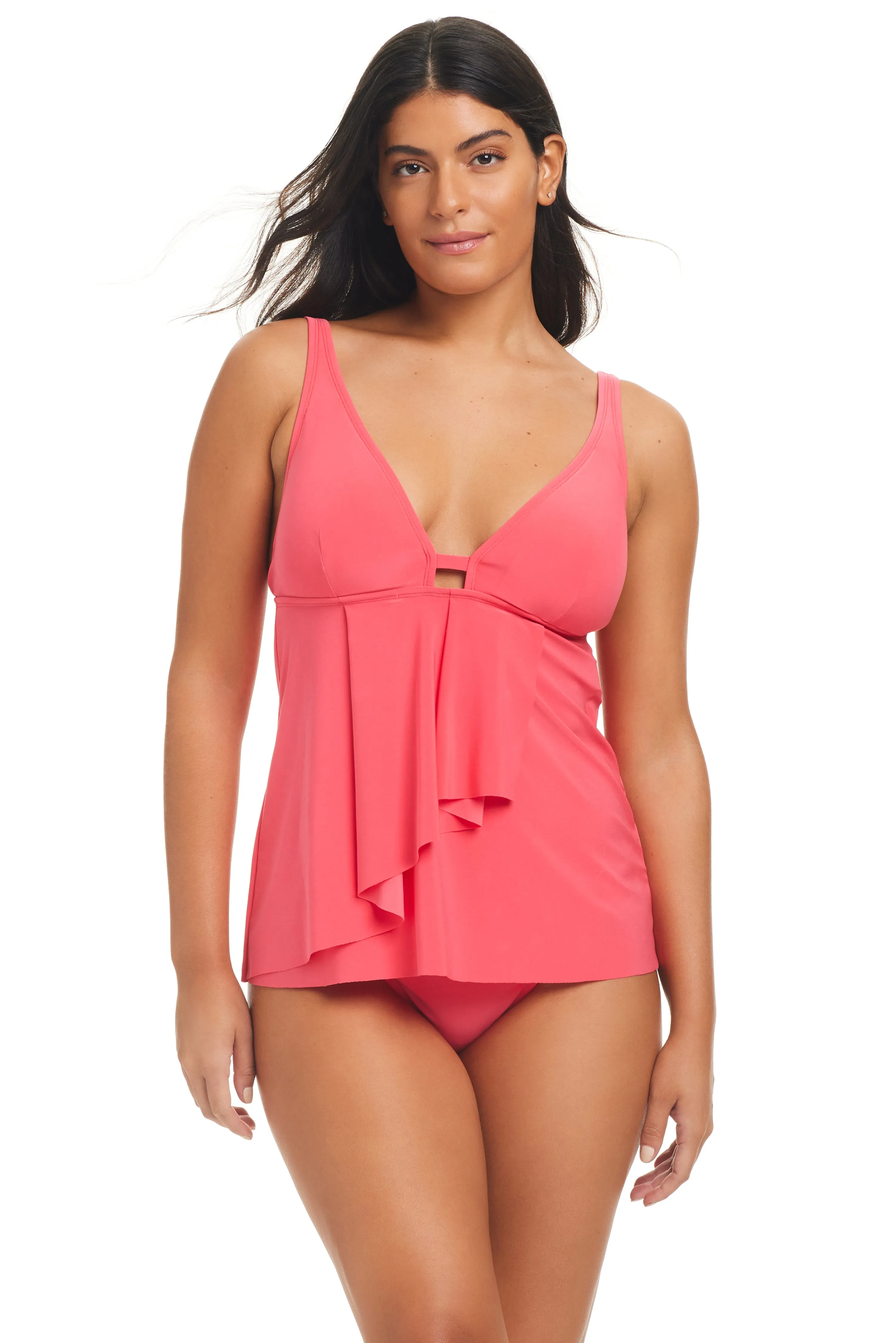 Solid Essentials V Neck Tankini Top