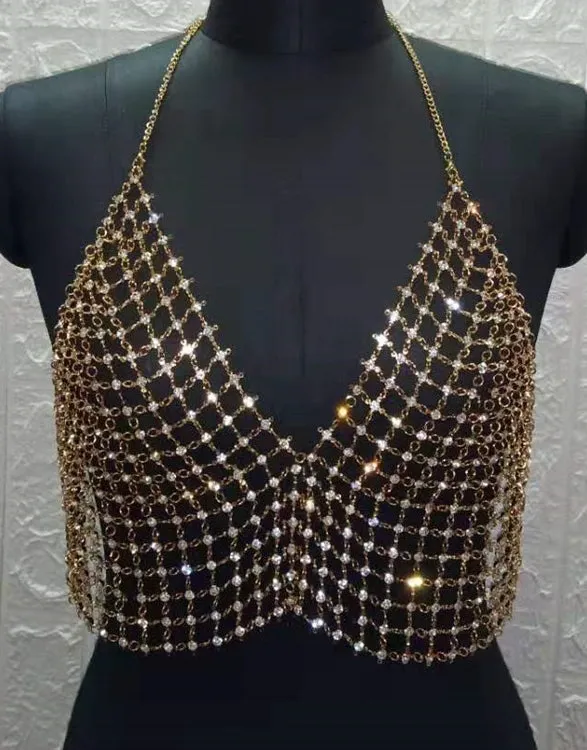 Sparkle V Neck Cami Chain Top