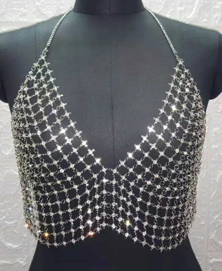 Sparkle V Neck Cami Chain Top