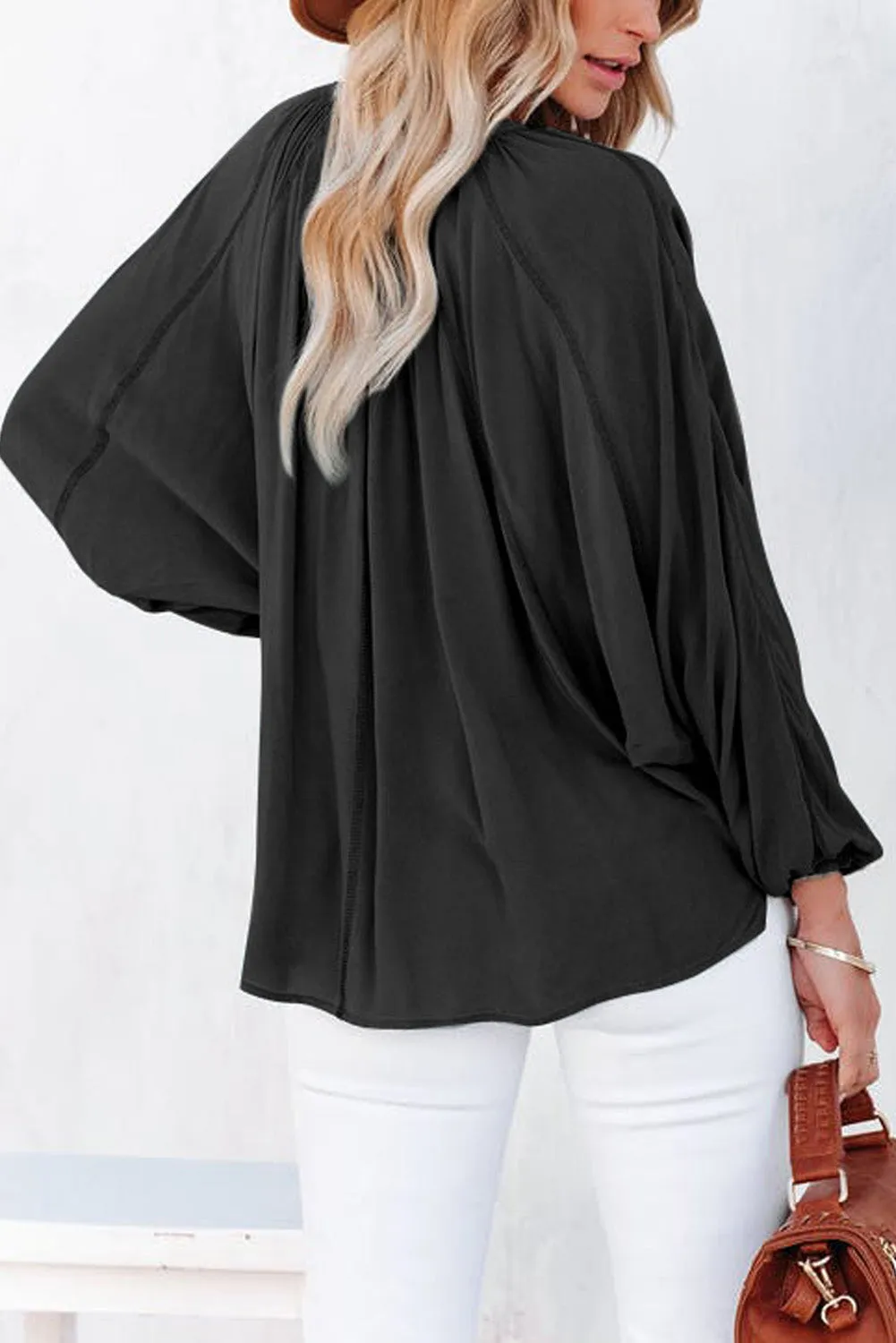 Split V Neck Dolman Top