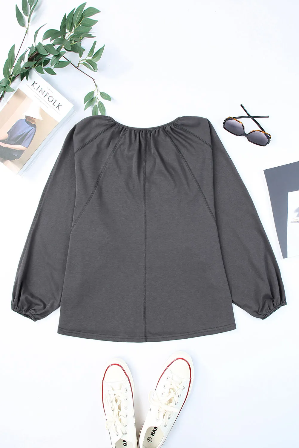Split V Neck Dolman Top