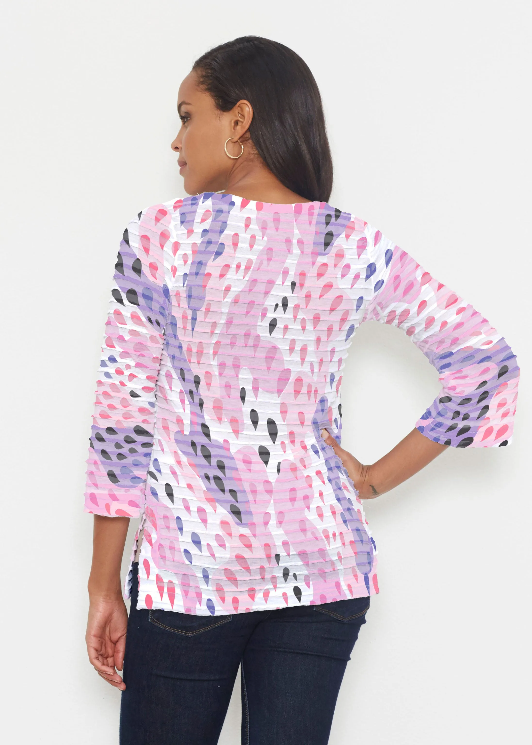 Spring Rain (14268) ~ Banded 3/4 Bell-Sleeve V-Neck Tunic