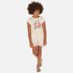 SS20 Mayoral Older Girl Champagne Pleated Shorts 6957