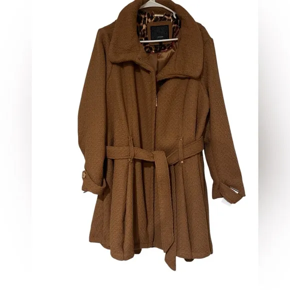 Steve Madden Camel Trench Coat Wool blend NWOT 1X