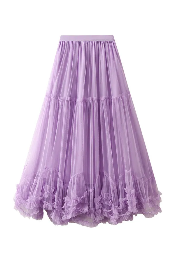 Sweet fungus lace A-line tutu skirt with large hem