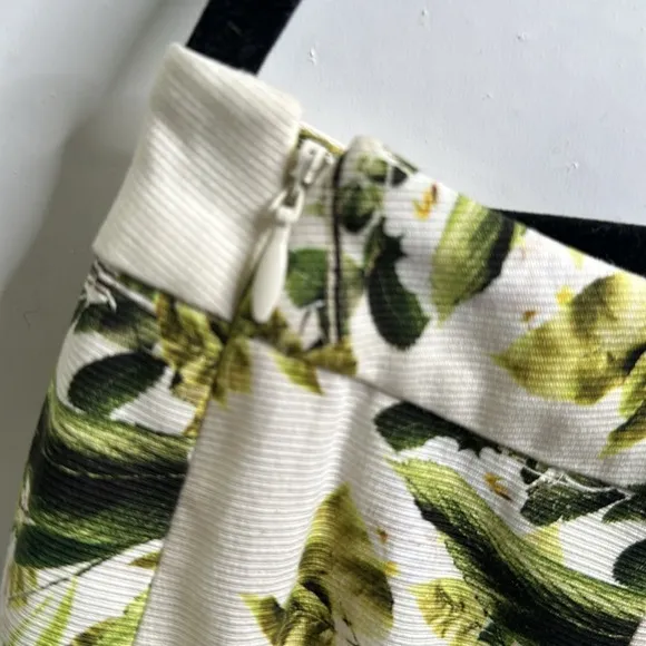 Talbots floral pleated cotton blend skirt ivory pink green size 14
