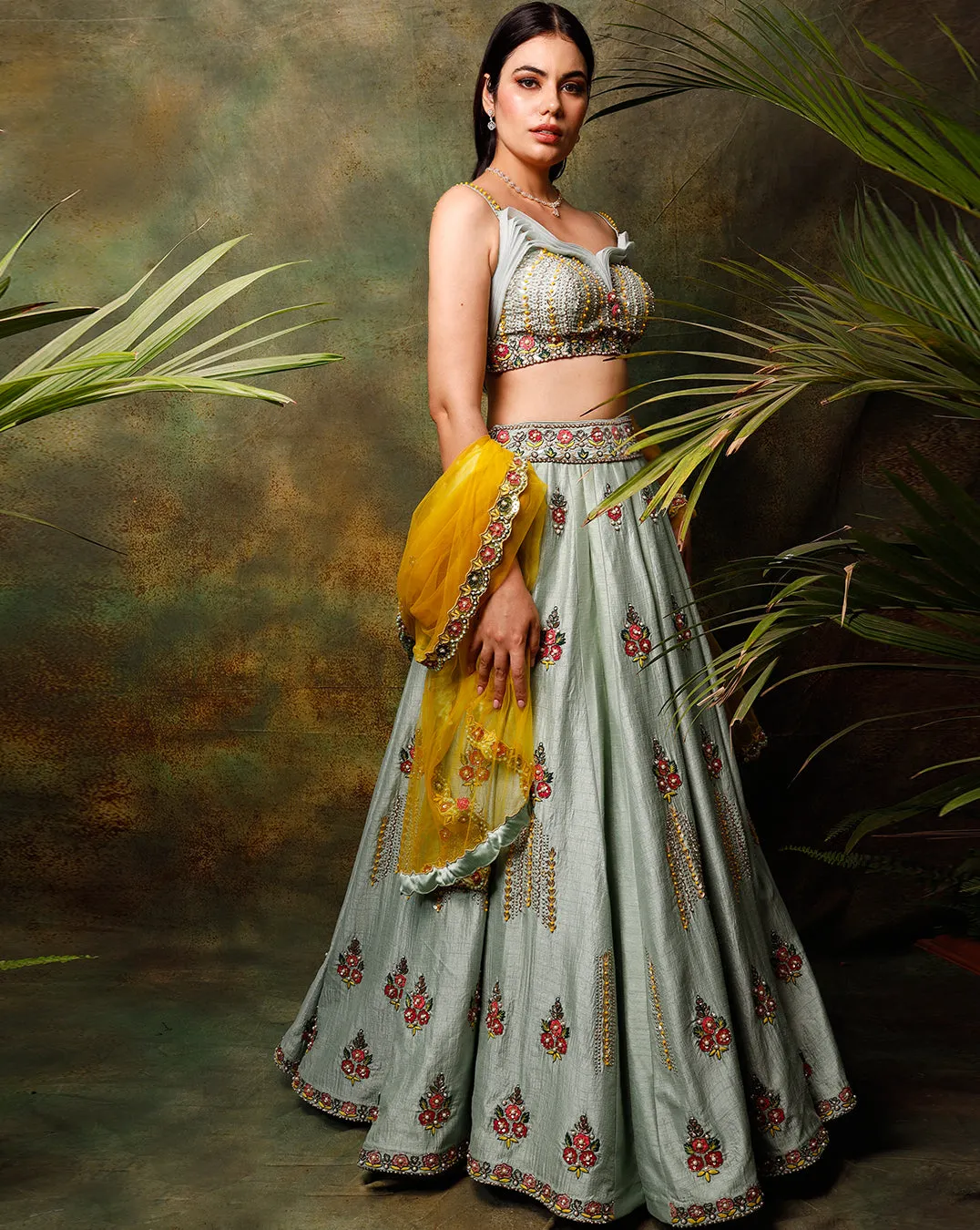 The Floral Pista Lehenga