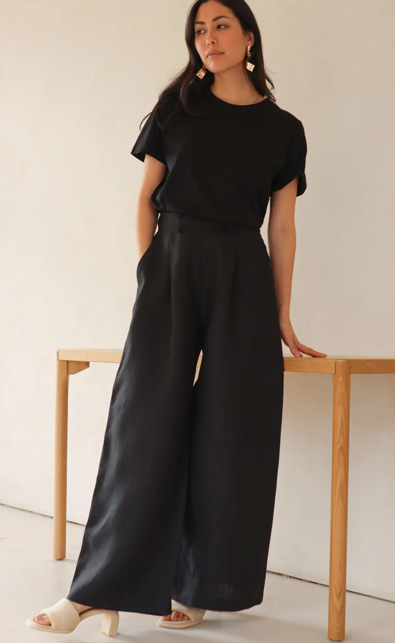 The Maximalist - Long Pants - Black Linen