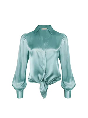 Tie Front Shirt - Dusty Jade