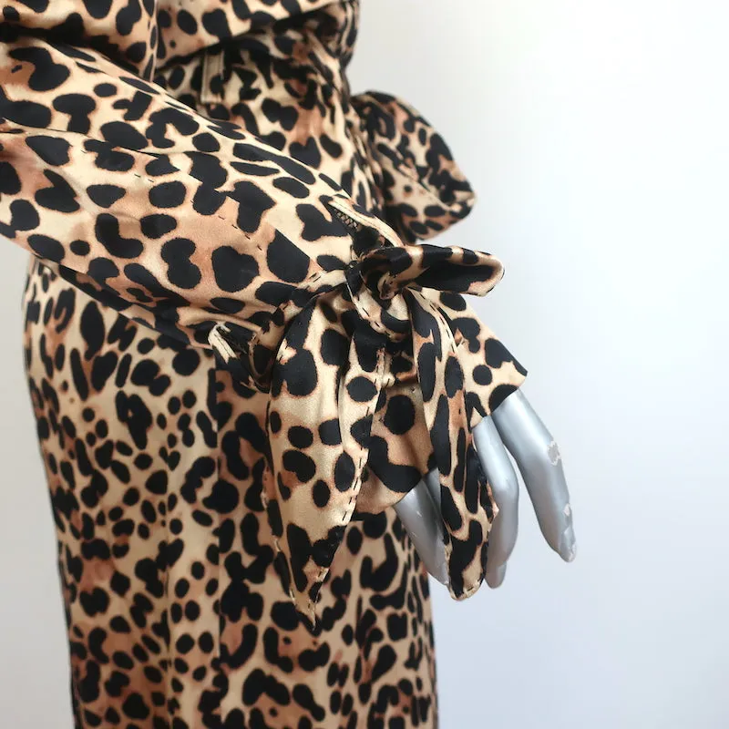 Tom Ford Leopard Print Silk Trench Coat Size 38