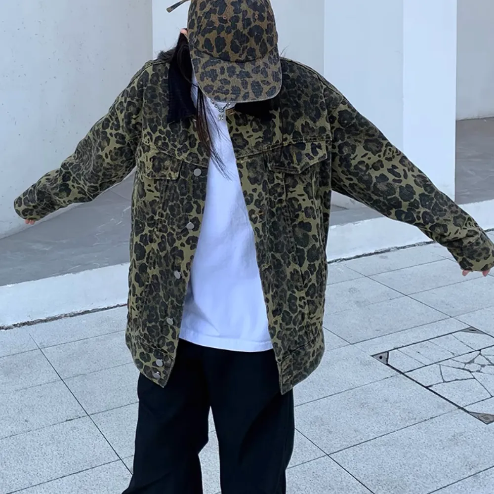Trending Leopard Spot Denim Jacket