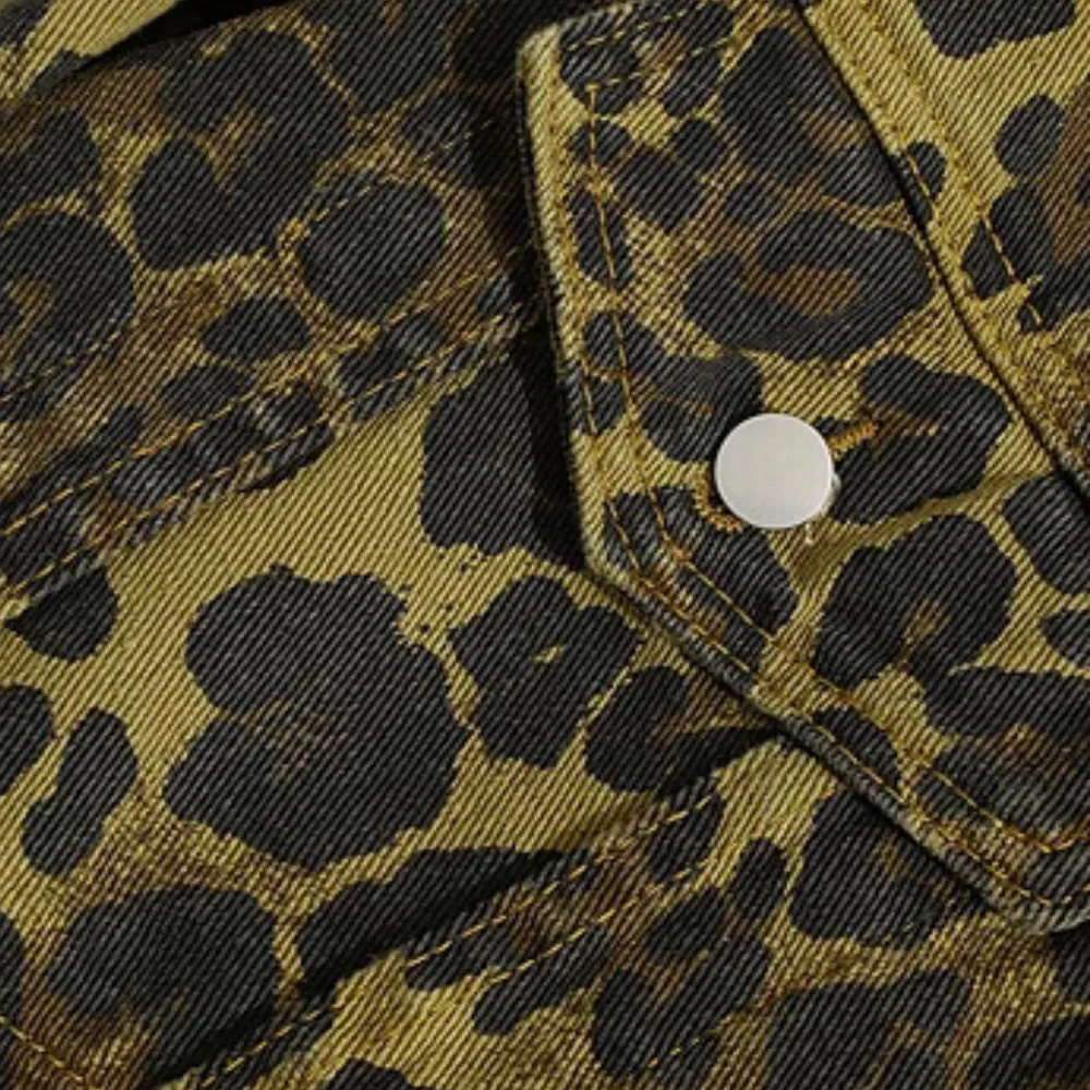 Trending Leopard Spot Denim Jacket