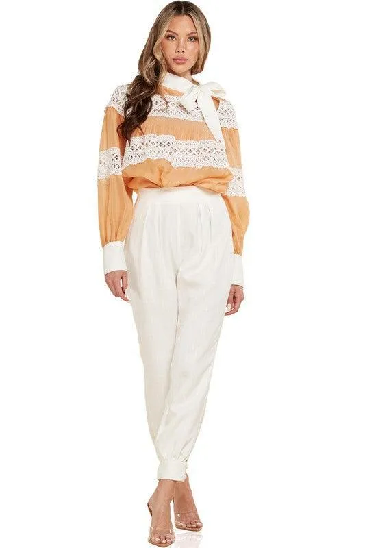TWO PIECE CROCHET DETAIL PANT SET