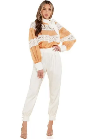 TWO PIECE CROCHET DETAIL PANT SET