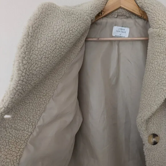 Urban Heritage Faux Fur Sherpa Teddy Trench Coat Size Medium Women